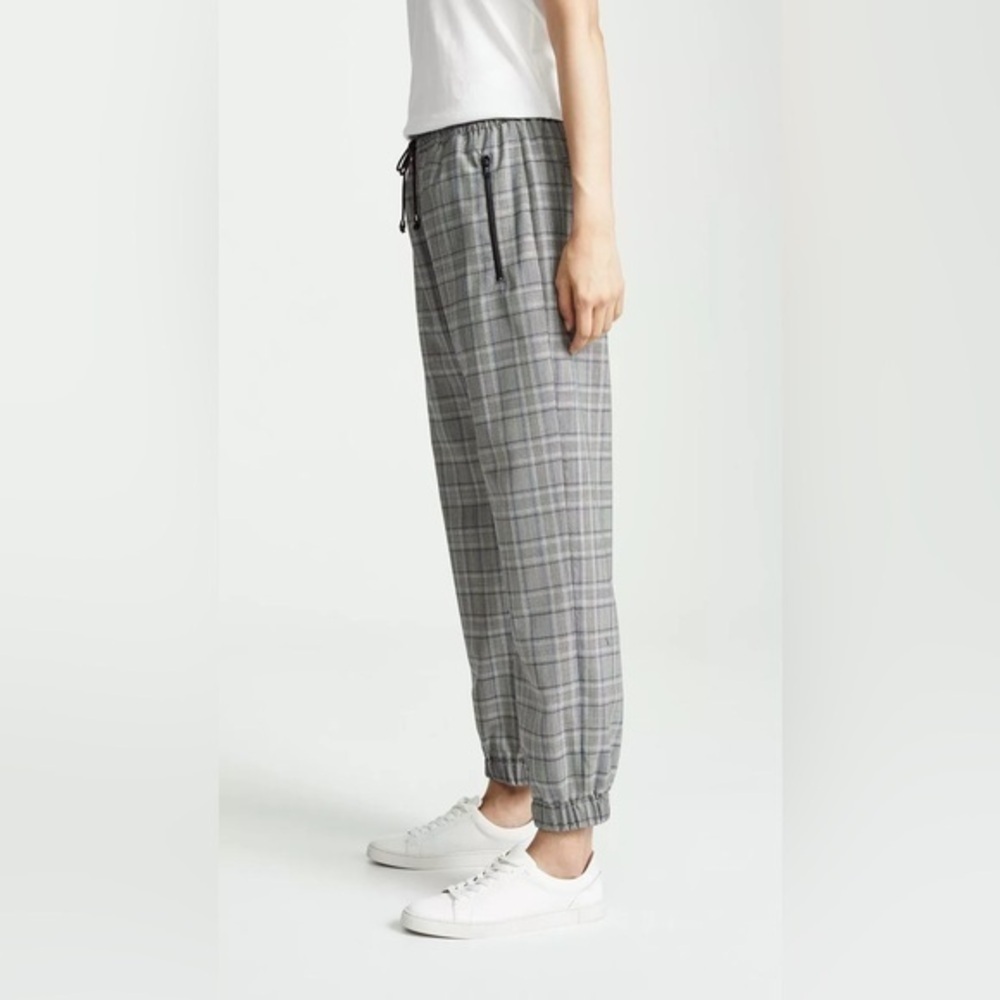 MILLY Wool Gray Plaid Jogger Pants